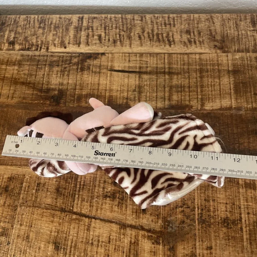 Baby Starters Pink Zebra Security Blanket Rattle Brown Stripes Satin Lovey